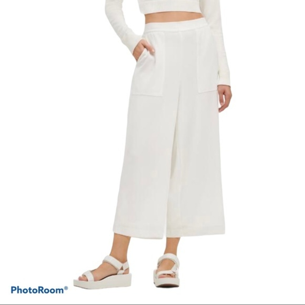 DKNY WIDE LEG CROP PANTS NWT IVORY XL